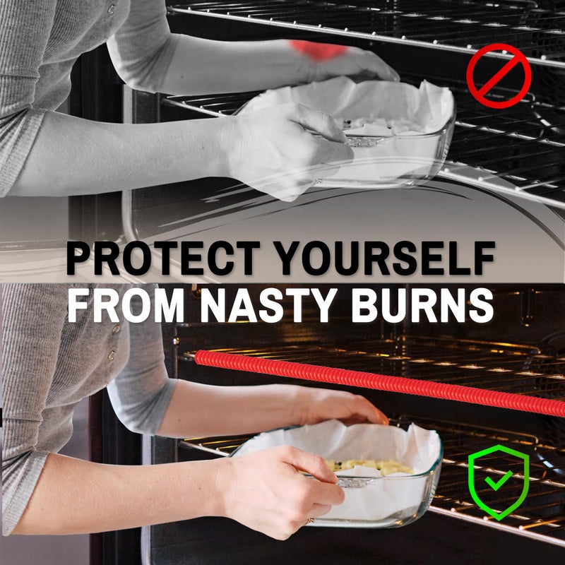 ThreadNanny Silicone Oven Rack Shields Guards - Heat Resistant Rack Protector Stove Guards for Range Side Heat Shield for Toaster Oven Protect Against Burns and Scars, 14 Inches Long (red) - Image 2